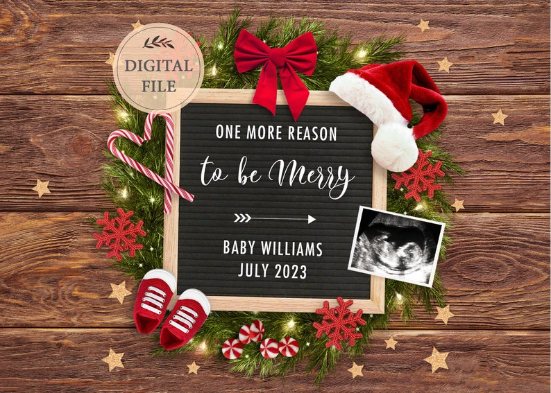 Digital Pregnancy Announcement Christmas for Social Media Etsy