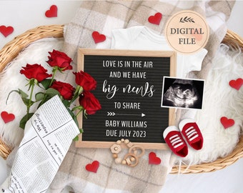 Valentine's Pregnancy Announcement: Sonogram Picture, Editable Social Media (Digital Download)