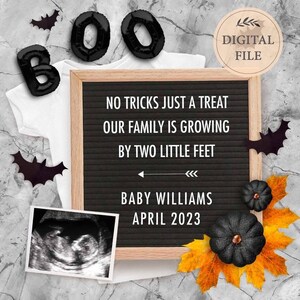 Halloween digital pregnancy announcement for social media with sonogram, personalized