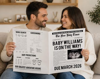Newspaper Pregnancy Announcement Template: Editable Baby News (Digital Download)