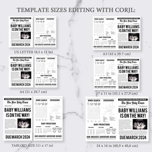 Newspaper pregnancy announcement template, New Baby News, Baby shower games editable Newspaper template image 4