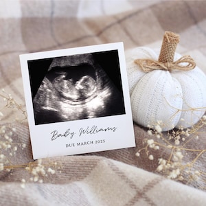 Pumpkin pregnancy announcement, Simple baby announcement fall, Digital template for social media, Editable template