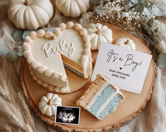 Boho Baby Boy Announcement: Cake Theme, Editable Template (Digital Download)