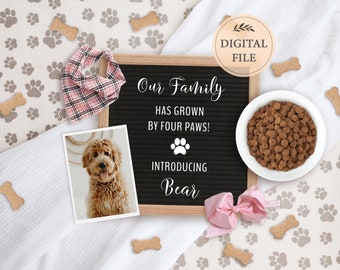 New puppy announcement digital, Dog announcement for social media, New family member announcement, Editable template