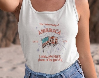 Camiseta sin mangas del 4 de julio, camiseta sin mangas de verano para mujer, camiseta sin mangas del 4 de julio, top para mujer, tops del 4 de julio, tops de regalo para mujer