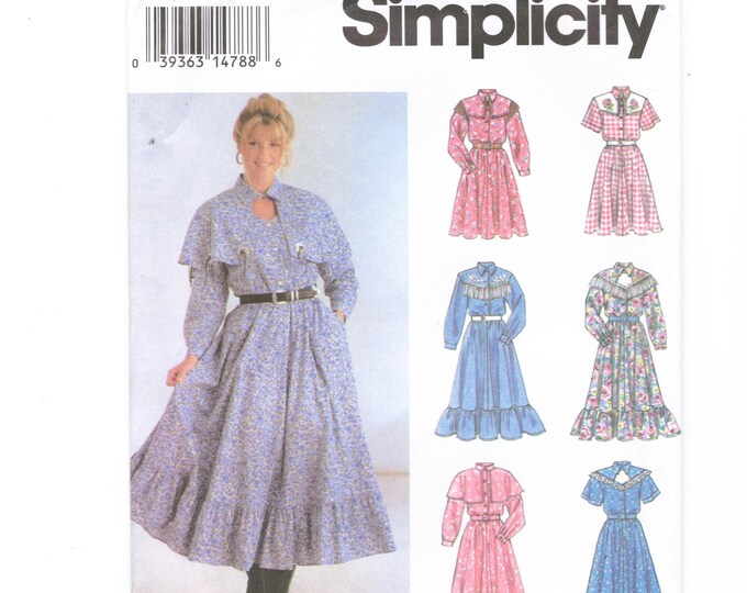 Simplicity 8729 Western Dress Misses Size 8 10 12 14 Bust 31.5 32 34 36 ...