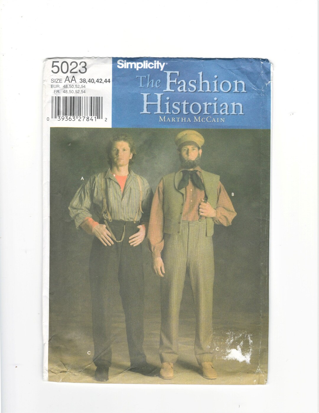 Simplicity 5023 Men's Civil War Costume Size 38 40 42 44 Etsy