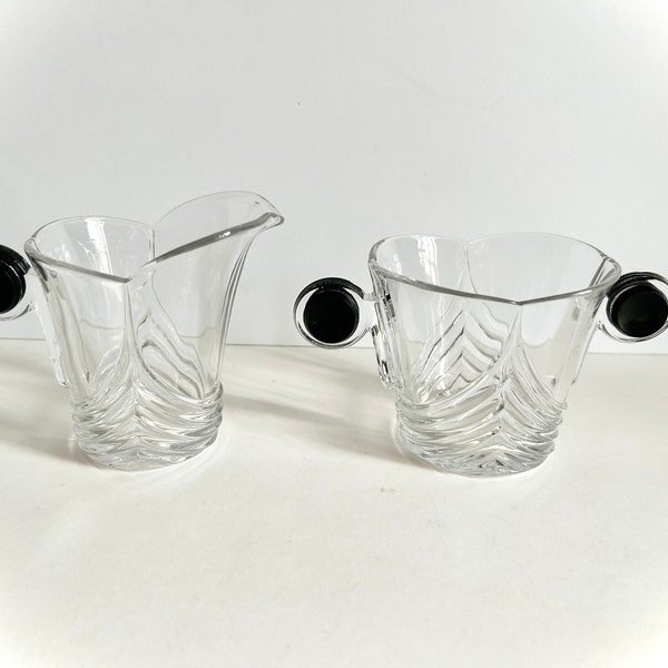 Heisey Glass STANHOPE Black Handle - Sugar and Creamer