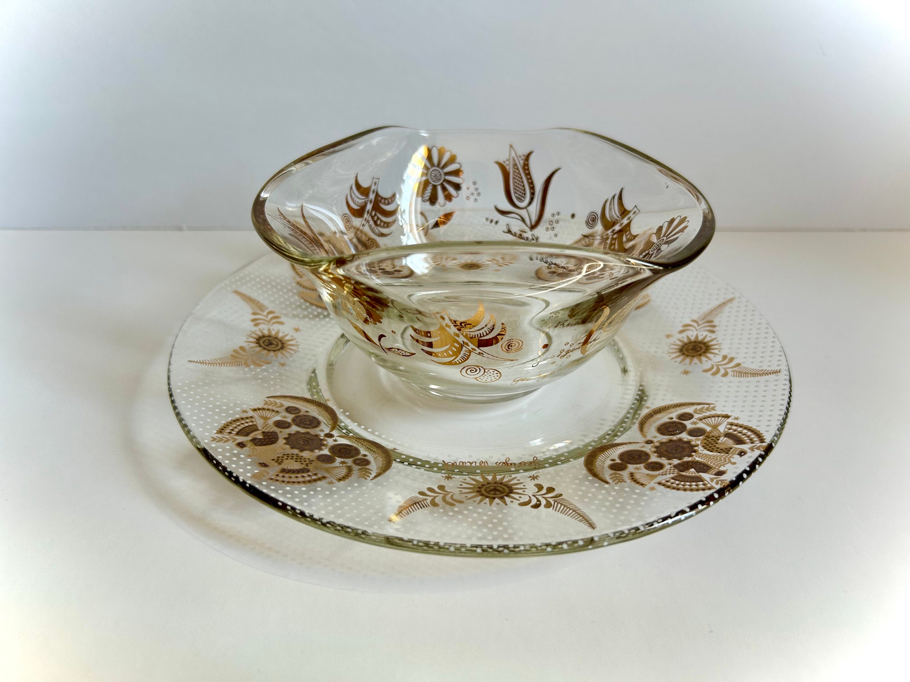 George Briard Gold And Glass Bowl And Plate