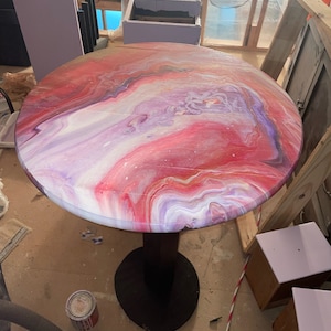Acrylic poured round bar table