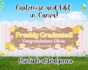 Banner de graduación "Recién graduado" / Personalízalo y edítalo en Canva / Imprimible en Walgreens / Tamaño 2x6