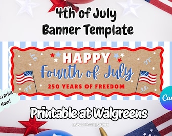 4. Juli Banner Vorlage | Printable Banner | Leinwand Dekor (Digitaler Download)