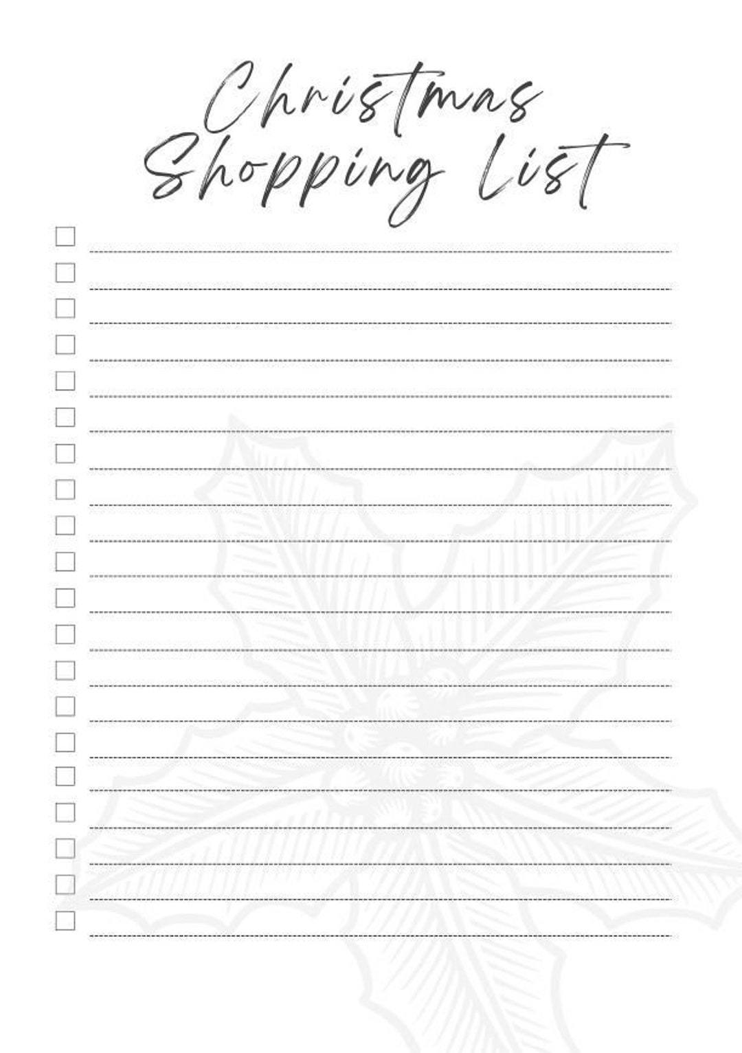 Minimalist Christmas Shopping, Christmas, Shopping List Digital