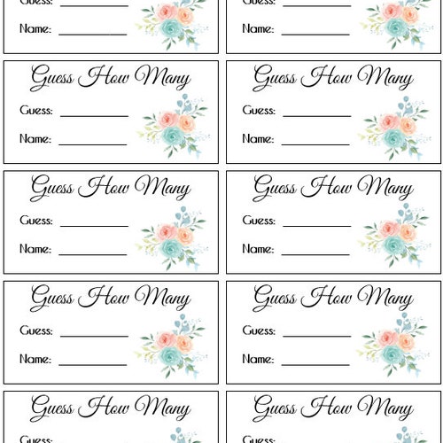 Guess How Many M&amp;m's Game Printable Baby Shower Games - Etsy