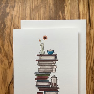 Amante de los libros de café, Tarjetas de felicitación, Tarjetas de arte, Tarjetas para todas las ocasiones, Club de lectura, Tema del café