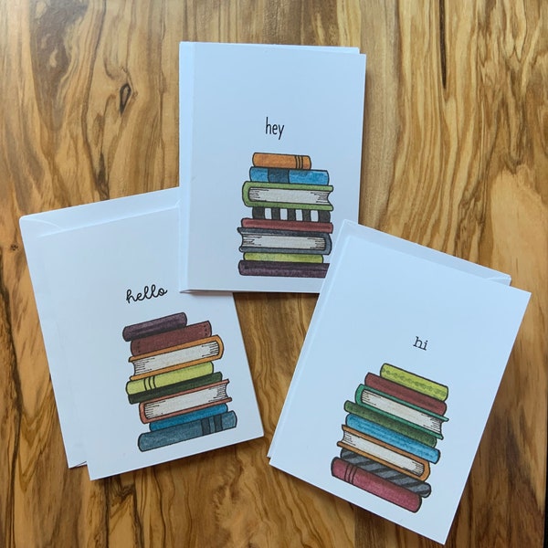 Book Lover, Set of 3 Mini Greeting Cards, Art Cards, All Occasion Cards, Book Club