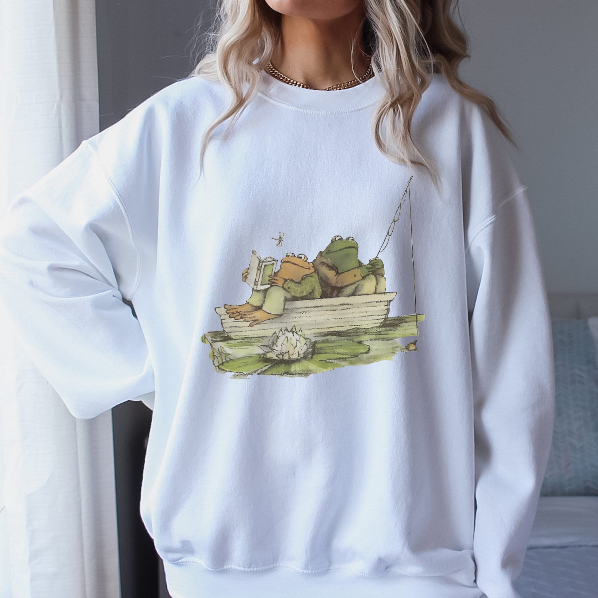 Frog and Toad fishing sweatshirt, Frog Toad Sweatshirt, Cottagecore shirt,  Booklover shirt sold by Splotch-Dumb, SKU 40292190