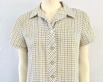 Vintage 1970s Sears Button Up Collared Check Dress