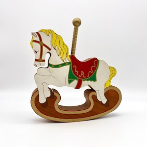 Vintage Thick Wooden Rocking Horse Puzzle - Vintage Kids Toy