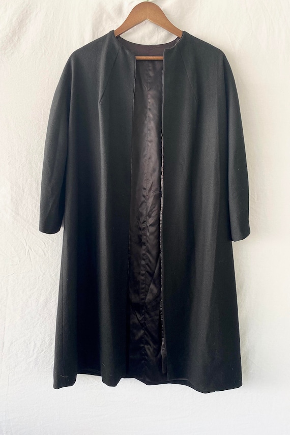 Vintage Long Handmade Wool Black Coat - Warm Winte