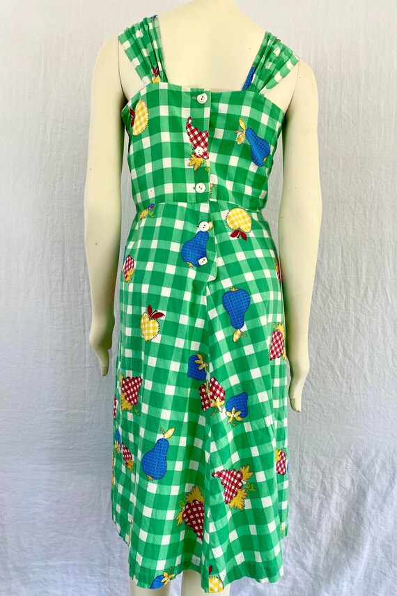 Vintage 1940s Hand Made Green Checkered Sundress … - image 6