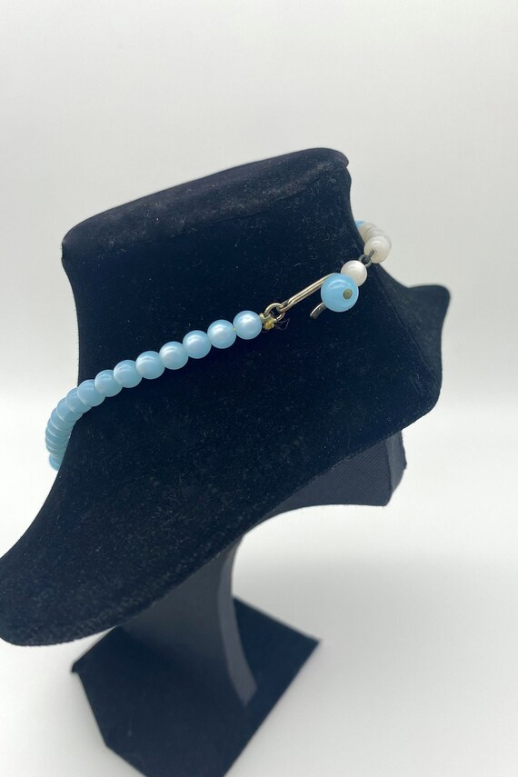 1930s Light Blue Beaded Necklace with Matching Ea… - image 3