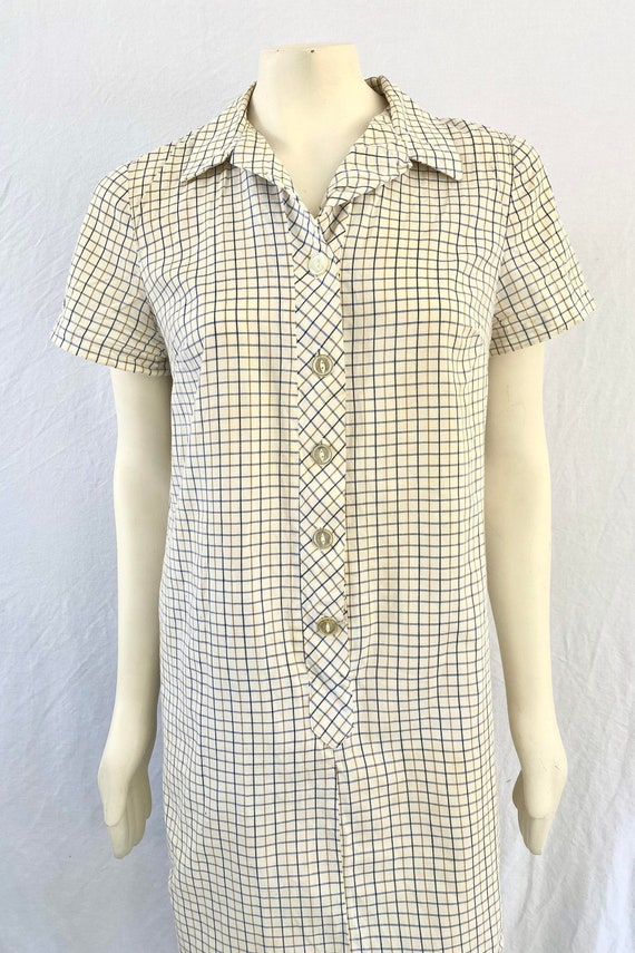 Vintage 1970s Sears Button Up Collared Check Dress