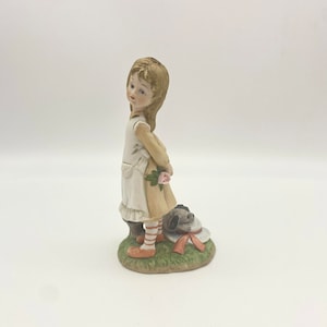 Vintage Lefton Girl with Dog Figurine