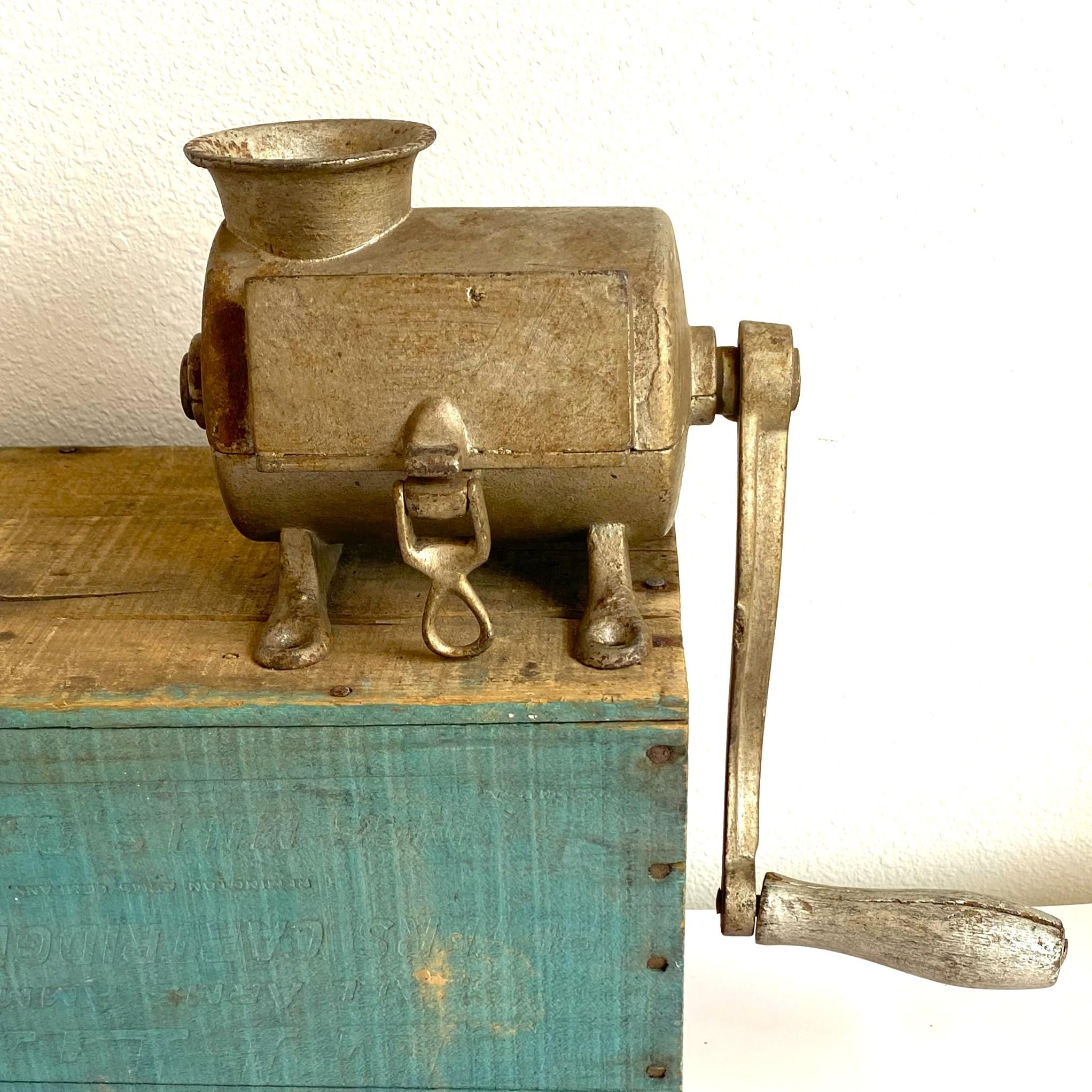 old tobacco grinder Antique Cast Iron Tobacco Cutter Grinder - Rustic Industrial Piece