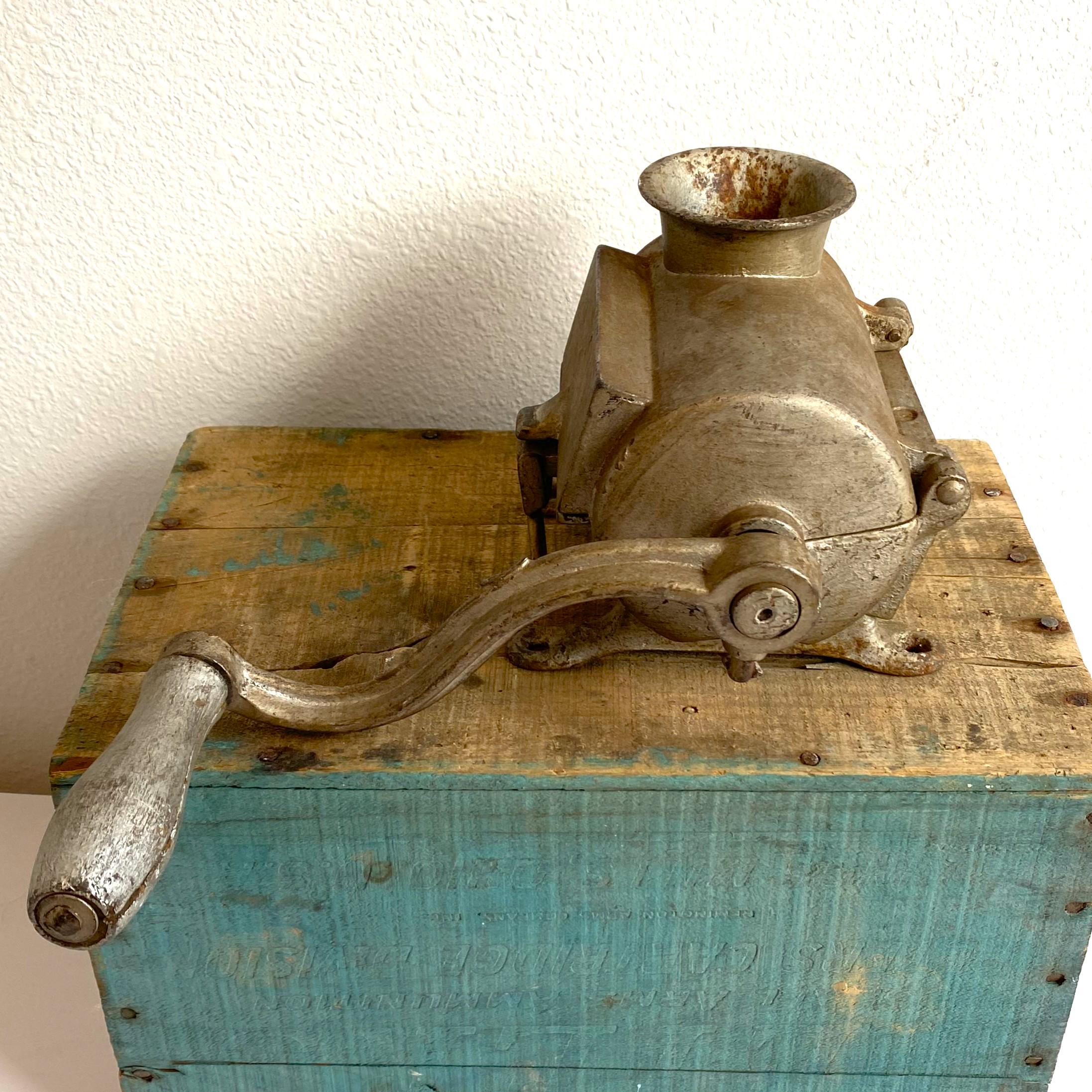 Antique Cast Iron Tobacco Cutter Grinder - Rustic Industrial Piece