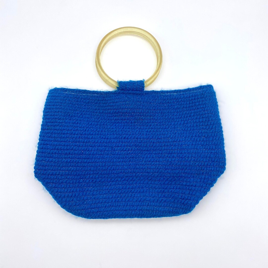 Vintage 1940s Blue Purse Round Handles Etsy