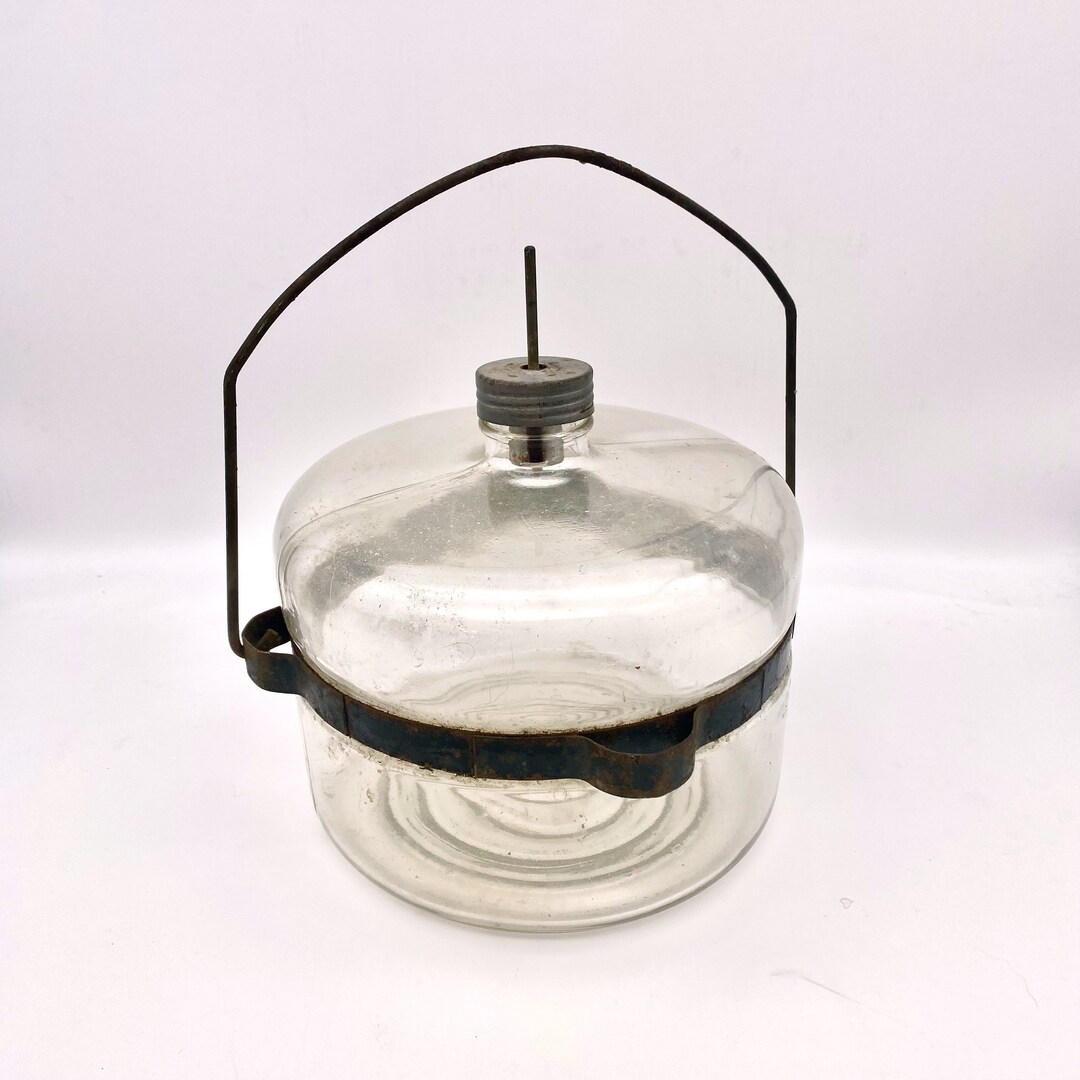 Antique Glass Kerosene Jug 1920s Stove Oil Kerosene Bottle Spring