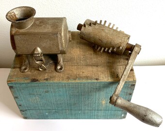 antique tobacco shredder Antique Cast Iron Tobacco Cutter Grinder - Rustic Industrial Piece