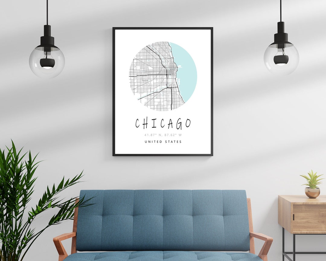 Chicago Minimalist Map, Map Prints, Modern Home Decor, Map Gifts, Gift ...