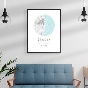 Cancun Minimalist Map, Map Prints, Modern Home Decor, Map Gifts, Gift Ideas, Map City, Mexico, Art Maps LoArtWall