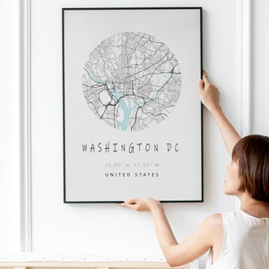Washington DC minimalistische kaart, kaart prints, moderne home decor, kaart geschenken, cadeau-ideeën, kaart stad, kunst kaarten LoArtWall