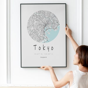 Tokyo Minimalist Map, Map Prints, Modern Home Decor, Map Gifts, Gift Ideas, Map City, Art Maps LoArtWall