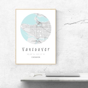 Vancouver Minimalist Map, Map Prints, Modern Home Decor, Map Gifts, Gift Ideas, Map City, Art Maps LoArtWall
