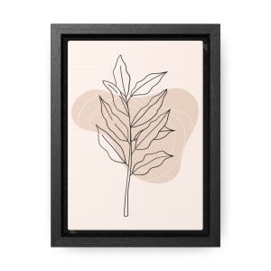 Neutral Minimalist Leaf Outline Gallery Canvas Wraps Vertical Frame