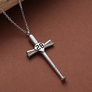 Baseball Cross Necklace: Numbered Home Plate Pendant, Sports Gift