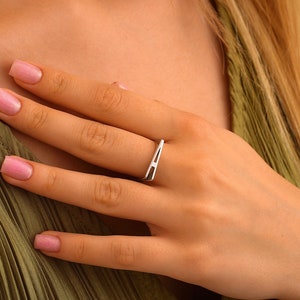 Elegante anillo de letras de plata de ley - Joyas con iniciales personalizadas - Anillo minimalista con alfabeto personalizado - Anillo de s