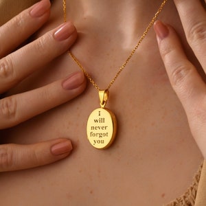 Engraved Photo Locket Necklace: Memorial Jewelry Gift