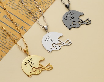 Personalized Football Helmet Necklace: Custom Engraved Sports Jewelry