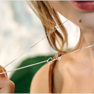 Personalized Sterling Silver Name Necklace: Custom Script Nameplate Jewelry