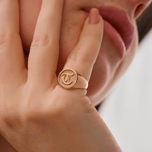 Personalized Engraved Initial Silver Signet Ring: Custom Unisex Jewelry