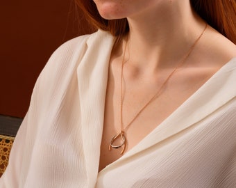 Dainty Wishbone Necklace: Gold Silver Rose, Lucky Charm Pendant