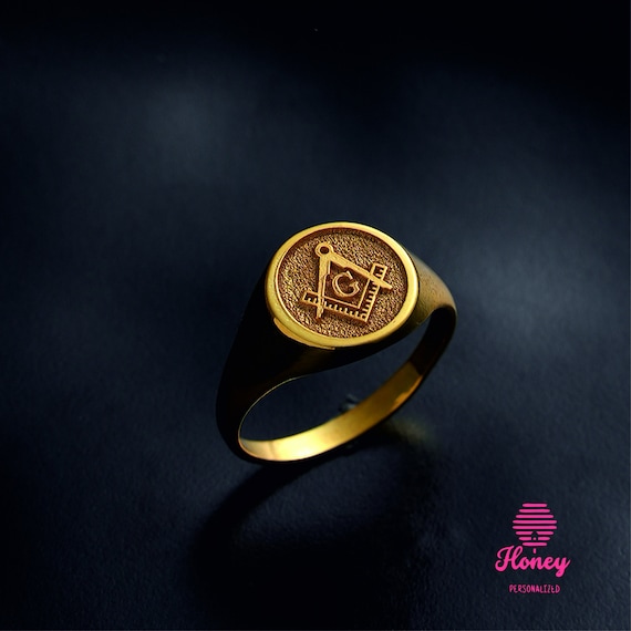 Sterling Silver Masonic Ring: Freemason Symbol Jewelry