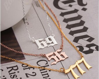Personalized Number Necklace: Sterling Silver & 14K Gold Pendant