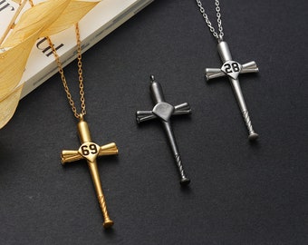 Personalized Baseball Cross Necklace: Engraved Sports Gift