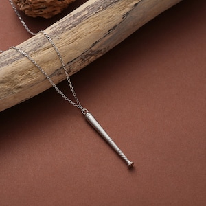 Personalized Baseball Bat Necklace: Custom Engraved Silver Pendant